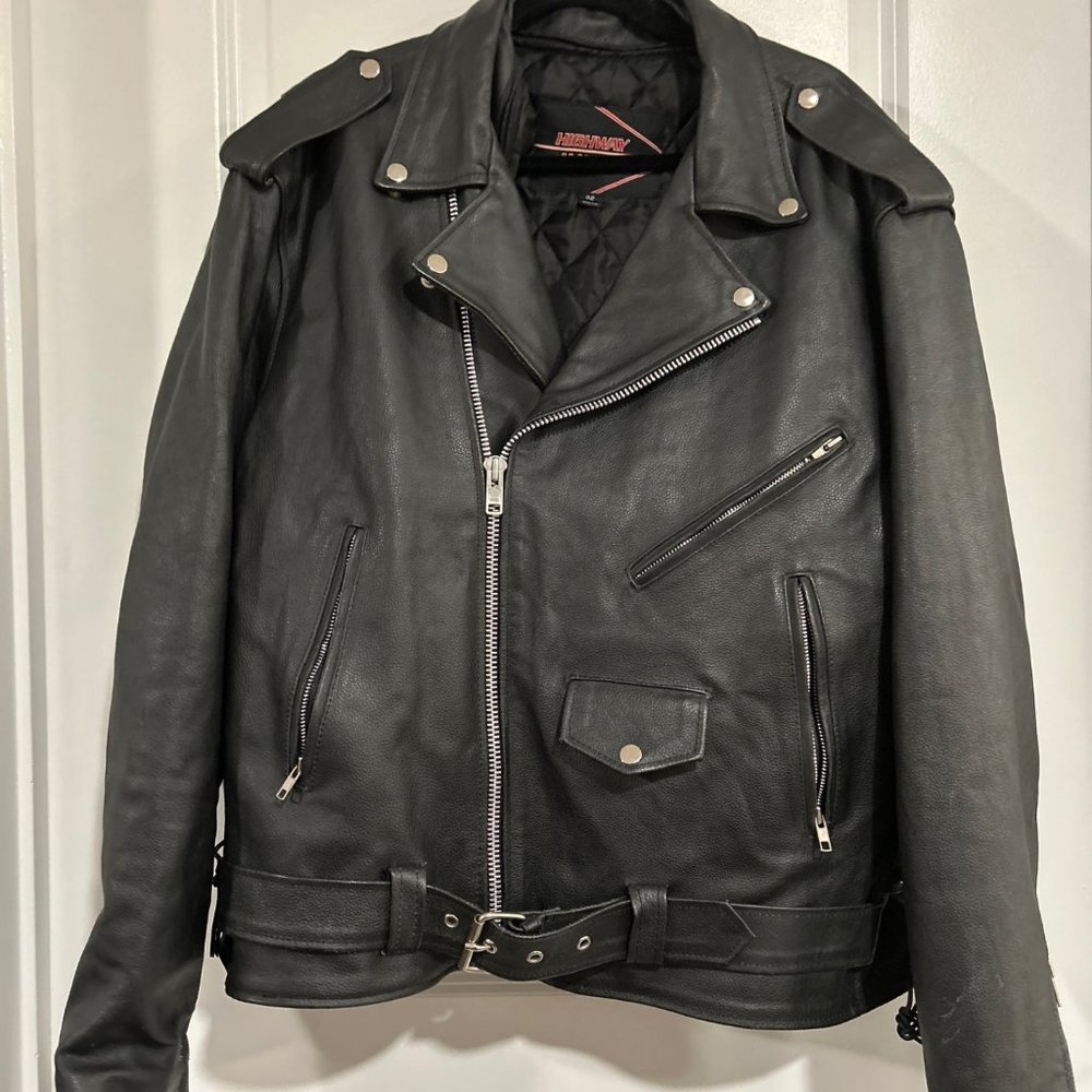 Highway Hawks Leather Jacket Big And Tall Men Size 52 Motorcycle Jacket View 2